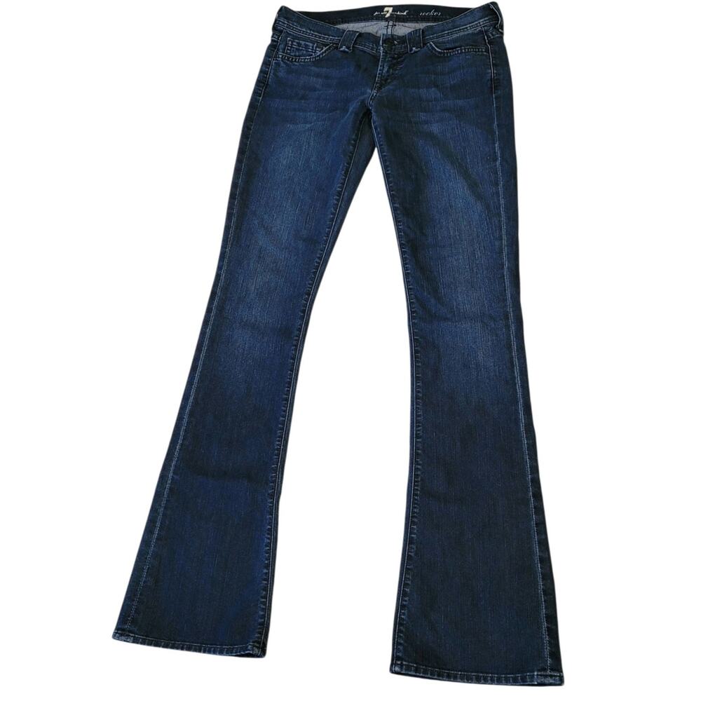 7 For All Mankind Rocker Flare Jeans Size 27 Dark Wash Low Rise Blue Made In USA
